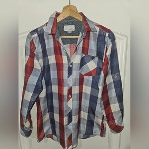 Big Boy (14-16) Flannel, Plaid Pattern Shirt - Red and Blue